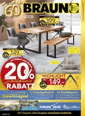 BRAUN Möbel-Center Möbel & Einrichtung Prospekt der aktuellen Woche mit 8 Seiten, gültig von 12.09.2026 bis 03.10.2026, in Frickenhausen und Umgebung Aktueller BRAUN Möbel-Center Möbel & Einrichtung Prospekt in Frickenhausen und Umgebung, "60 Jahre Braun Möbel Center" mit 8 Seiten, 12.09.2026 - 03.10.2026