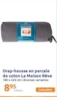 Drap-housse en percale de coton - LA MAISON DE RÊVE en promo chez Action Aulnay-sous-Bois à 8,95 €