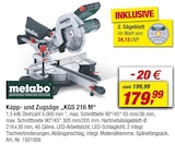 Kapp- und Zugsäge „KGS 216 M“ von metabo im aktuellen toom Baumarkt Prospekt für 179,99 €