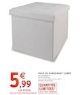 Pouf de rangement carré en promo chez Intermarché Express Paris à 5,99 €