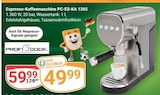 Espresso-Kaffeemaschine PC-ES-KA 1265 im Angebot bei GLOBUS in Koblenz Espresso-Kaffeemaschine PC-ES-KA 1265 Angebote von PROFI COOK bei GLOBUS Koblenz für 49,99 €