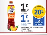 Boisson au thé saveur pêche - FRESH TEA en promo chez E.Leclerc Boisson au thé saveur pêche - FRESH TEA dans le catalogue E.Leclerc