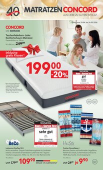 Matratze im Matratzen Concord Prospekt "AUS LIEBE ZU GUTEM SCHLAF" mit 8 Seiten (Koblenz)