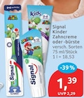 Kinder Zahncreme oder -bürste von Signal für 1,39 € bei budni im Angebot Kinder Zahncreme oder -bürste von Signal im aktuellen budni Prospekt