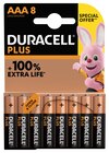DURACELL 100 % Plus offre spéciale - 8 piles alcalines - AAA LR03 - Duracell en promo chez Bureau Vallée Courbevoie à 8,99 €