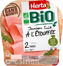 Jambon cuit à l'étouffé, conservation sans nitrite Bio - Supermarchés Match à Vandœuvre-lès-Nancy Jambon cuit à l'étouffé, conservation sans nitrite Bio en promo chez Supermarchés Match Vandœuvre-lès-Nancy à 2,20 €