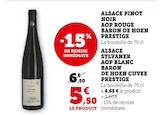 Alsace Pinot Noir AOP Rouge Prestige - BARON DE HOEN en promo chez U Express Toulouse à 4,65 €