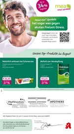 mea - meine apotheke Apotheken Prospekt der aktuellen Woche mit 4 Seiten, gültig von 01.08.2026 bis 31.08.2026, in Karlstadt und Umgebung Aktueller mea - meine apotheke Apotheken Prospekt in Karlstadt und Umgebung, "Unsere August-Angebote" mit 4 Seiten, 01.08.2026 - 31.08.2026