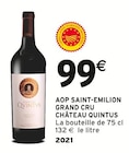 AOP SAINT-EMILION GRAND CRU - CHÂTEAU QUINTUS dans le catalogue Intermarché