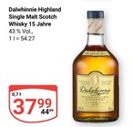 Highland Single Malt Scotch Whisky 15 Jahre Angebote von Dalwhinnie bei GLOBUS Völklingen für 37,99 €