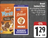 Zwieback Minis Vollmilch Schoko Angebote von Brandt bei E center Chemnitz für 1,29 €