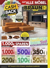 Sideboard im BRAUN Möbel-Center Prospekt in Freiburg Aktueller BRAUN Möbel-Center Prospekt mit Sideboard, "CA$HBACK WOCHEN", Seite 1