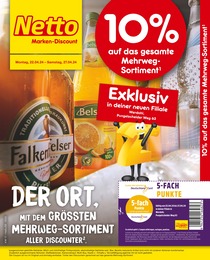 Netto Marken-Discount Prospekt: "10% auf das gesamte Mehrweg-Sortiment", 4 Seiten, 22.04.2024 - 27.04.2024