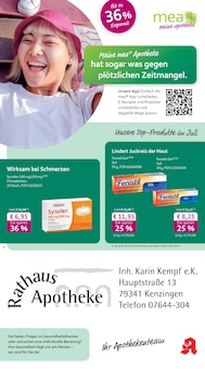 Aktueller mea - meine apotheke Prospekt (Kenzingen, 4 Seiten zum blättern mea - meine apotheke Prospekt Unsere Juli-Angebote mit 4 Seiten