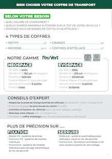 Catalogue Feu Vert de la semaine 43, "LE GUIDE COFFRES DE TRANSPORT", page 2, 13/04/2026 - 31/12/2026 Prospectus Feu Vert en cours, "LE GUIDE COFFRES DE TRANSPORT", page 2 sur 8