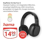 Kopfhörer On-Ear Fun-C im Angebot bei GLOBUS in Völklingen Kopfhörer On-Ear Fun-C Angebote von hama bei GLOBUS Völklingen für 14,99 €