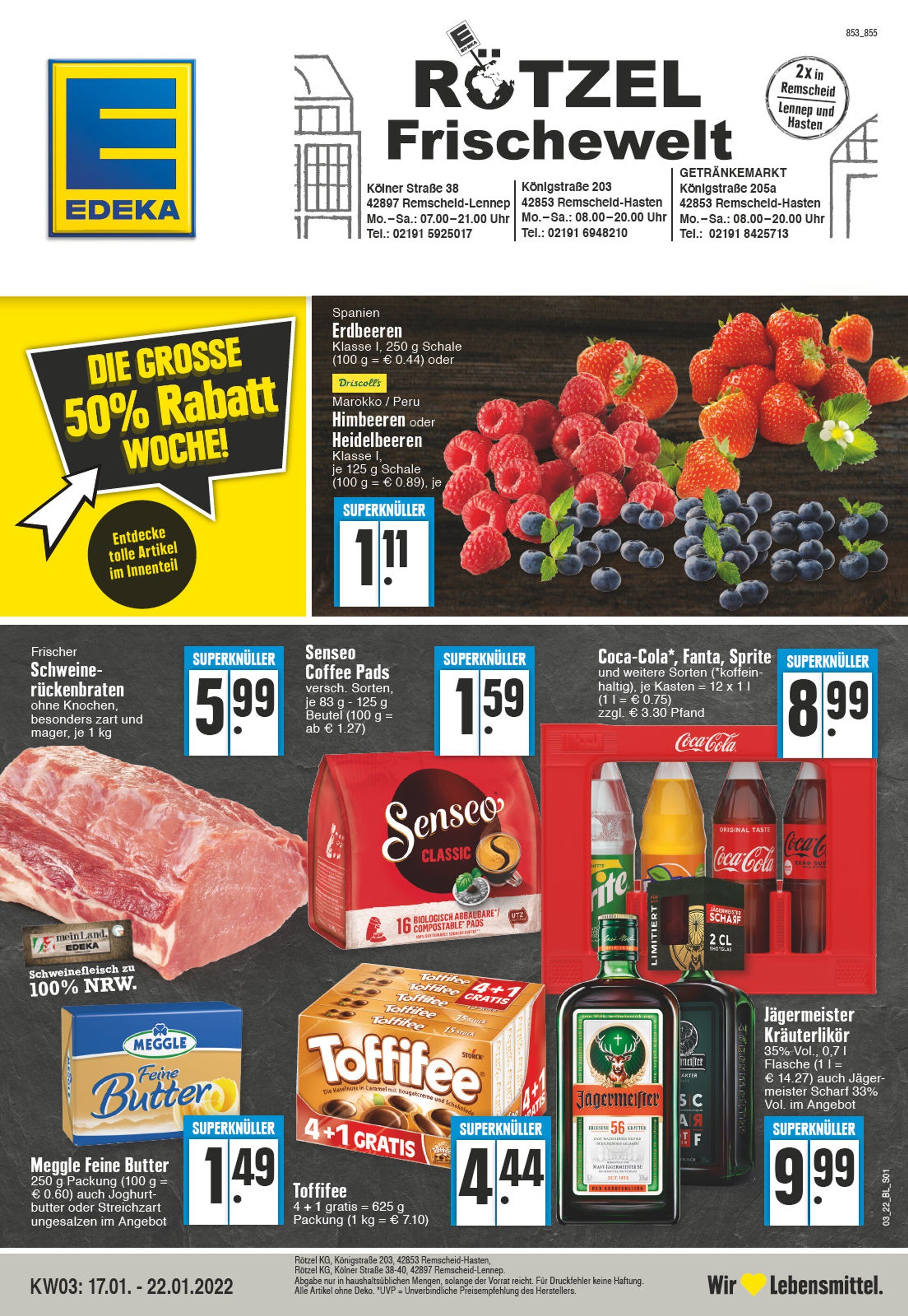 EDEKA Prospekt für Remscheid mit 24 Seiten EDEKA Prospekt für Remscheid: "Aktuelle Angebote", 24 Seiten, 17.01.2022 - 22.01.2022