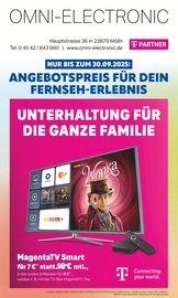 Aktueller Omni-Electronic Elektromärkte Prospekt in Basthorst und Umgebung, "ANGEBOTSPREIS FÜR DEIN FERNSEH-ERLEBNIS" mit 12 Seiten, 01.09.2025 - 30.09.2025