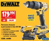 Perceuse visseuse à percussion li-ion xr 18v - DEWALT en promo chez Screwfix Rouen à 179,99 €