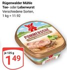 Tee- oder Leberwurst im Angebot bei GLOBUS in Willich Tee- oder Leberwurst Angebote von Rügenwalder Mühle bei GLOBUS Willich für 1,49 €