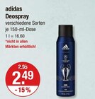 Deospray von adidas im aktuellen V-Markt Prospekt für 2,49 €