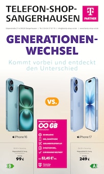 Aktueller Telefon Shop Sangerhausen Prospekt für Artern (Unstrut) und Ungebung, Seiten zum blättern Telefon Shop Sangerhausen Prospekt GENERATIONEN-WECHSEL mit Seiten in Artern (Unstrut) und Umgebung