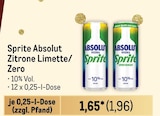 Sprite Absolut Zitrone Limette/Zero Angebote bei Metro Recklinghausen für 1,96 €