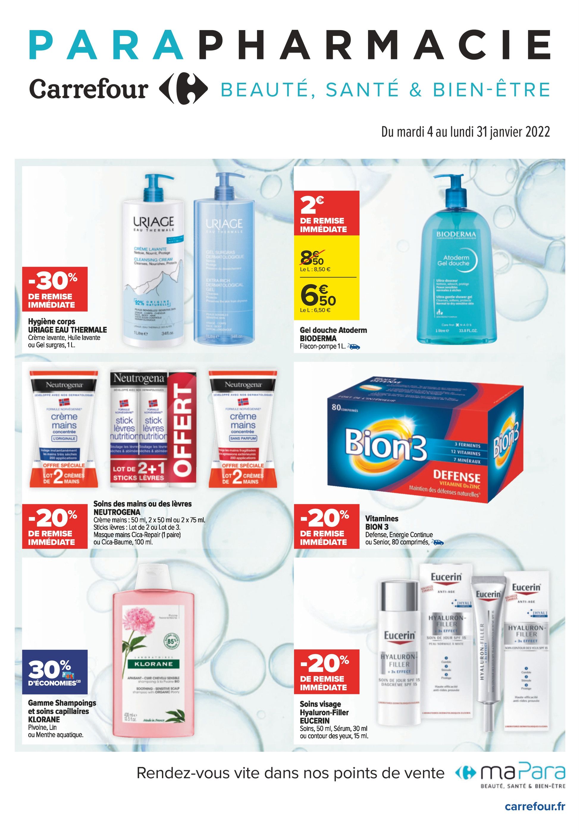 Catalogue Carrefour à Boulogne-Billancourt, avec 4 pages Prospectus Carrefour à Boulogne-Billancourt, "Beauté, Santé & Bien-Être", 4 pages, 04/01/2022 - 31/01/2022