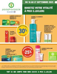 Prospectus E.Leclerc à Sansac-de-Marmiesse, "BOOSTEZ VOTRE VITALITÉ À PRIX E.LECLERC", 4 pages, 16/09/2025 - 27/09/2025