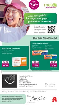 Aktueller mea - meine apotheke Prospekt (Achern, 4 Seiten zum blättern mea - meine apotheke Prospekt Unsere Juli-Angebote mit 4 Seiten