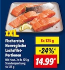 Norwegische Lachsfilet-Portionen im Angebot bei Lidl in Gera Norwegische Lachsfilet-Portionen Angebote von Fischerstolz bei Lidl Gera für 14,99 €
