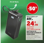 Batterie de secours compact 10000 mAh - Super U à Saint-Chamond Batterie de secours compact 10000 mAh en promo chez Super U Saint-Chamond à 24,99 €