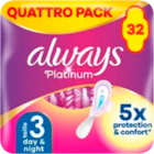 Serviettes Nuit Always Platinum à 6,95 € dans le catalogue Auchan Hypermarché