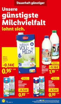 Milch im Lidl Prospekt "Der Preisführer macht Deutschland dauerhaft günstiger!" mit 18 Seiten (Hamburg)