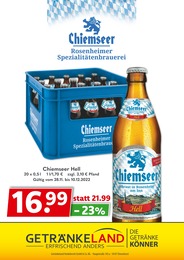Getränkemarkt Prospekt von Getränkeland Friesack Getränkeland Prospekt: "Chiemseer", 1 Seite, 28.11.2022 - 10.12.2022