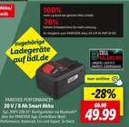 20 V / 8 Ah Smart Akku im Angebot bei Lidl in Wismar 20 V / 8 Ah Smart Akku Angebote von Parkside Performance bei Lidl Wismar für 49,99 €