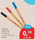 Point 88 Fineliner von Stabilo für 0,59 € bei budni im Angebot Point 88 Fineliner von Stabilo im aktuellen budni Prospekt