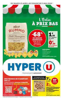 Prospectus Hyper U à Balaruc-les-Bains, "L'Italie à prix bas", 1 page de promos valables du 23/04/2024 au 05/05/2024