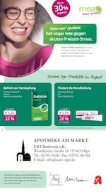 mea - meine apotheke Apotheken Prospekt der aktuellen Woche mit 4 Seiten, gültig von 01.08.2025 bis 31.08.2025, in Attendorn und Umgebung Aktueller mea - meine apotheke Apotheken Prospekt in Attendorn und Umgebung, "Unsere August-Angebote" mit 4 Seiten, 01.08.2025 - 31.08.2025