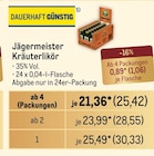 Kräuterlikör Angebote von Jägermeister bei Metro Schwäbisch Hall für 30,33 €