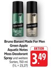 Made For Men Green Apple Aquatic Notes Moss Deodorant Spray Angebote von Bruno Banani bei E center Bruchsal für 3,49 €