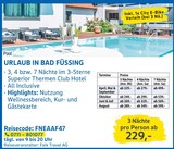 URLAUB IN BAD FÜSSING Angebote von Falk Travel AG bei EDEKA Ettlingen für 229,00 €