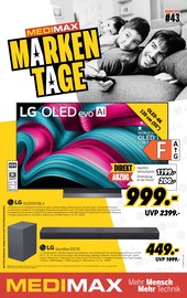 Fernseher im MEDIMAX Prospekt in Neu-Anspach Aktueller MEDIMAX Prospekt mit Fernseher, "MEDIMAX MARKENTAGE", Seite 1