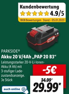 Batterie von PARKSIDE im aktuellen Lidl Prospekt für €29.99