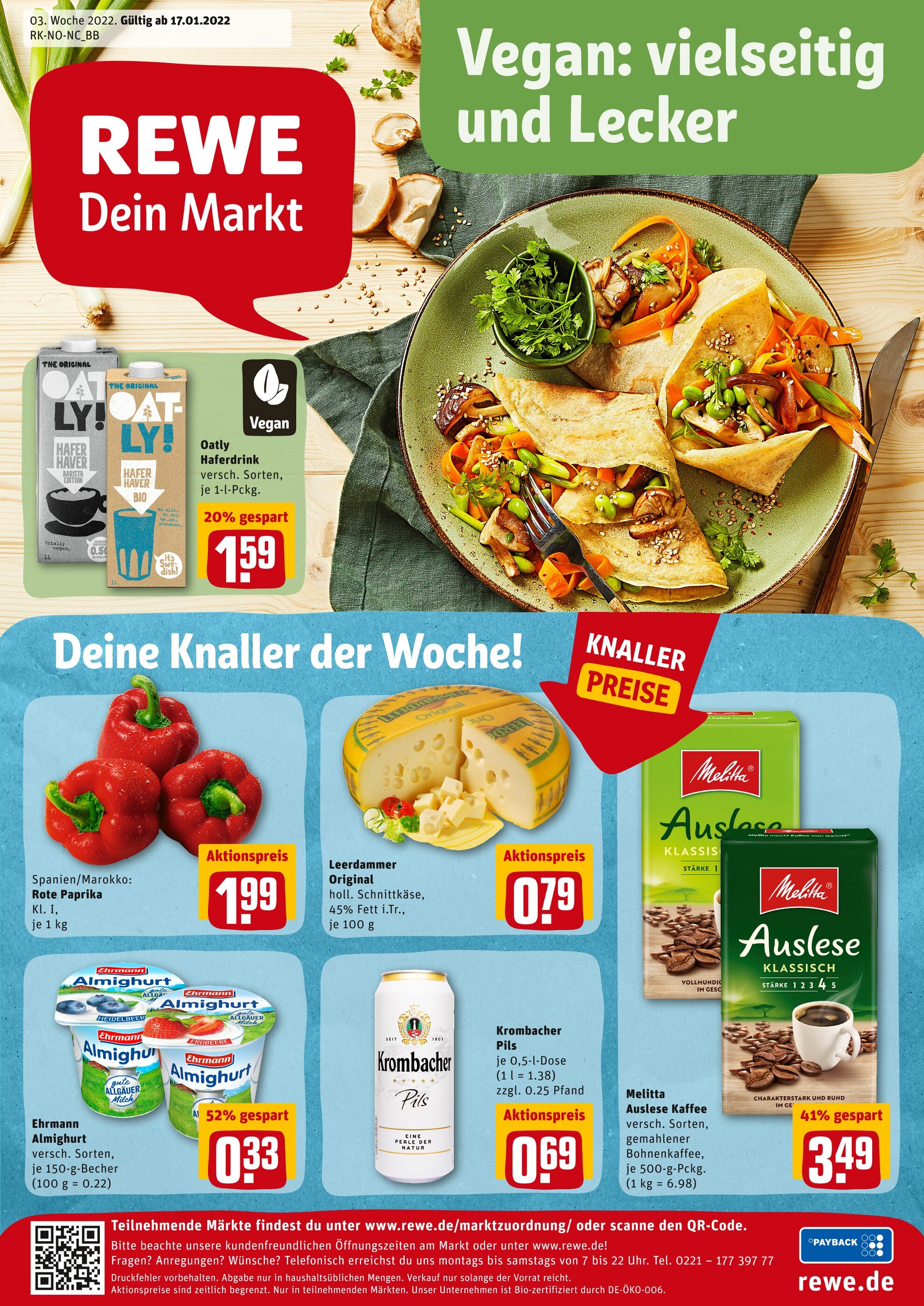 REWE Prospekt für Lübeck mit 13 Seiten REWE Prospekt für Lübeck: "Top Angebote", 13 Seiten, 17.01.2022 - 22.01.2022