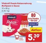 Poesie Katzennahrung Multipack in Sauce im Angebot bei Netto Marken-Discount in Hilden Poesie Katzennahrung Multipack in Sauce Angebote von Vitakraft bei Netto Marken-Discount Hilden für 5,39 €