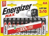 Lot de 20 piles Max - ENERGIZER en promo chez U Express La Rochelle à 6,99 €