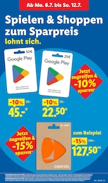Lidl Google Play Karte im Prospekt 