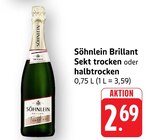Brillant Sekt trocken im Angebot bei EDEKA in Friedrichshafen Brillant Sekt trocken Angebote von Söhnlein bei EDEKA Friedrichshafen für 2,69 €