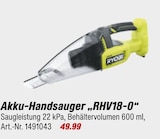 Akku-Handsauger RHV18-0 im toom Baumarkt Prospekt Akku-Handsauger RHV18-0 von Ryobi im aktuellen toom Baumarkt Prospekt für 49,99 €